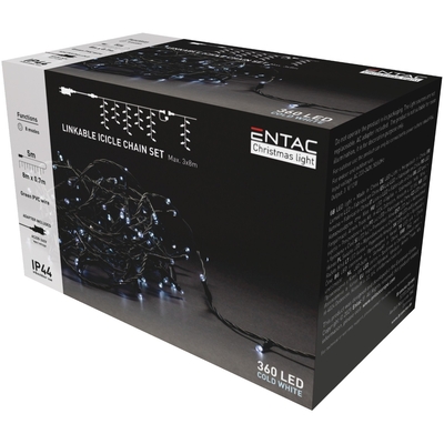 Product Χριστουγεννιάτικα Λαμπάκια Entac Επεκτεινόμενα IP44 360 LED Βροχή Ψυχρό 8μ (Με Τροφοδοτικό) base image