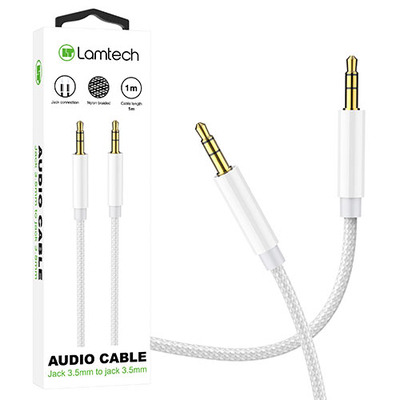 Product Καλώδιo 3,5mm Lamtech AUDIOCABLE BRAIDED 1m to 3.5mm SILVER base image