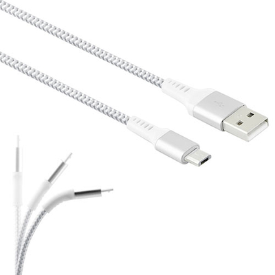 Product Καλώδιo USB Lamtech Micro HIGH QUALITY UNBREAKABLE SILVER 2M base image