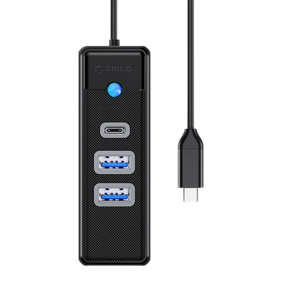 Product USB Hub Orico USB-C to 2x USB 3.0 + USB-C, 5 Gbps, 0.15m (Black) base image