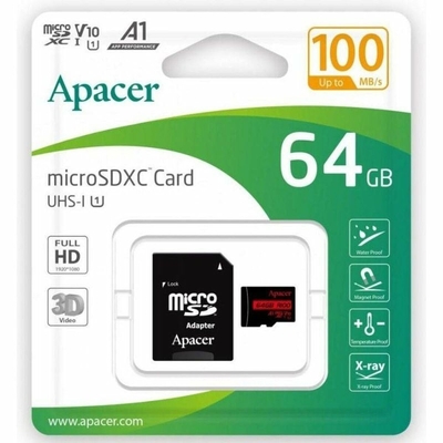 Product Κάρτα Μνήμης Micro SD με Αντάπτορα Apacer XC UHS 1 64 GB  base image