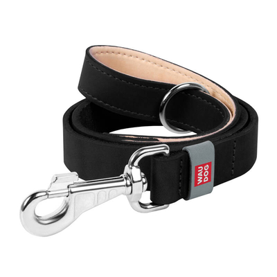Product Λουρί Σκύλου WauDog natural leather 20 mm wide, 122 cm long Black base image