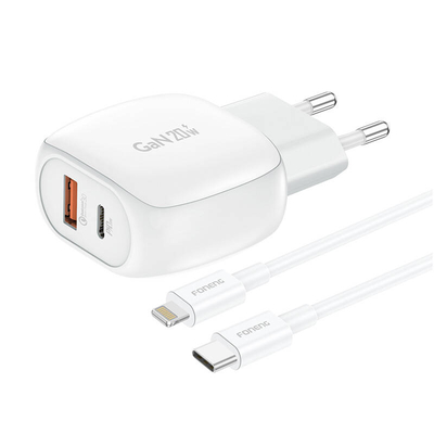 Product Φορτιστής Πρίζας Foneng EU41 USB-C+USB-A 20W + USB-C - Lightning cable (white) base image