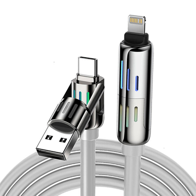 Product Καλώδιο USB Blitzwolf BW-HDC6 4-in-1 USB-C/USB-A to USB-C/Lightning 1.2m 240W RGB (gray) base image