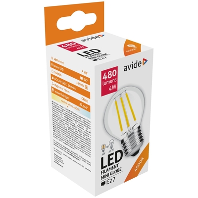 Product Λάμπα LED Avide Σφαιρική 4W E27 360° Λευκό 4000K base image