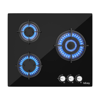 Product Εστίες Κουζίνας IsEasy MGBG-603 αερίου τριών ζωνών με γυάλινο πάνελ base image