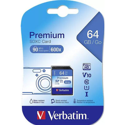 Product Κάρτα Μνήμης SDXC 64GB Verbatim C10 base image