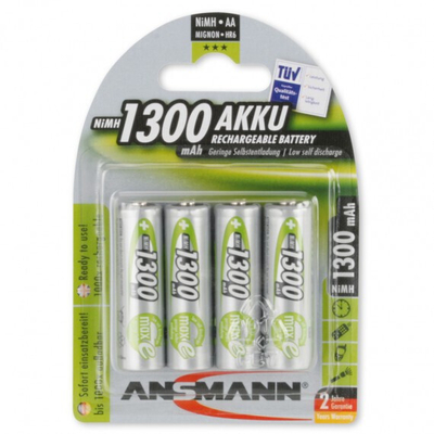 Product Μπαταρία Επαναφορτιζόμενη Ansmann Mignon NiMh Akku AA 1300mA 1x4 base image