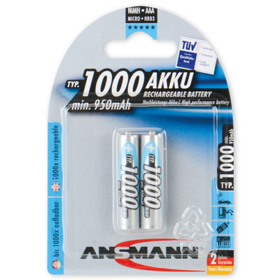 Product Μπαταρία Επαναφορτιζόμενη Ansmann AAA NM 1.2V/ 1000mAh 1x2 base image