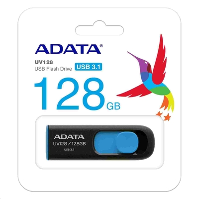 Product USB flash 128GB ADATA DashDrive UV128 Type-A 3.2 Gen 1 (3.1 Gen 1) Black, Blue base image
