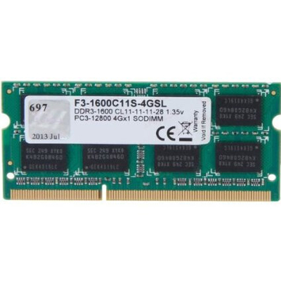 Product Μνήμη RAM Φορητού DDR3 1600 4GB G.Skill SL base image