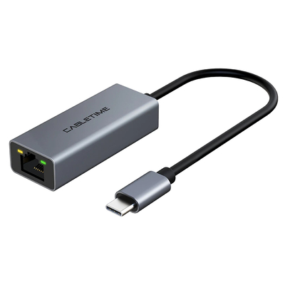 Product Αντάπτορας Δικτύου USB Cabletime Type-C σε RJ45 CML100, 100Mbps, 0.15m, γκρι base image