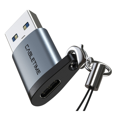 Product Αντάπτορας USB Cabletime USB 3.0 σε Type-C AMCF, 2.1A, 0.1m, γκρι base image