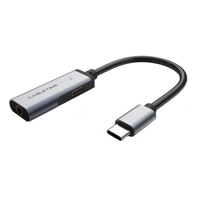 Product Αντάπτορας USB-C Cabletime σε USB-C & 3.5mm CT-Cmacd, Γκρι base image