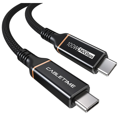 Product Καλώδιο USB Cabletime Type-C CT-USB4, 100W, 8K, 40Gbps, 1m, μαύρο base image