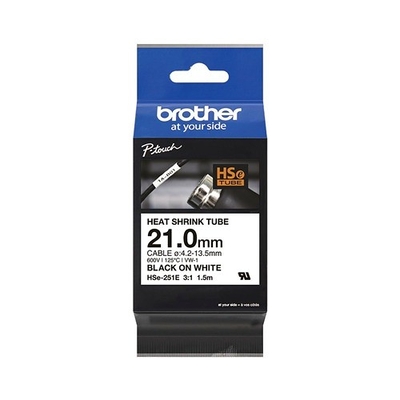 Product Ταινία Ετικετογράφου Brother P-Touch HSe-251E - Roll 2.1cm x 1.5 m - Black to White base image