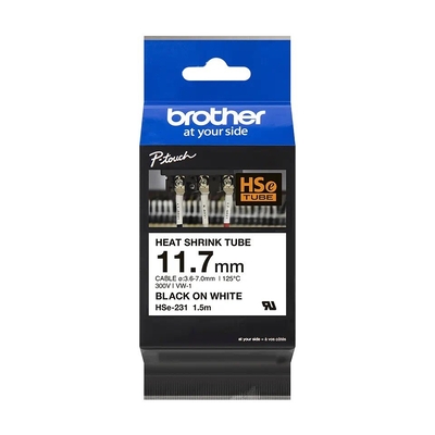 Product Ταινία Ετικετογράφου Brother P-Touch HSe-231E - 1.12cm x 1.5 m - Black to White base image
