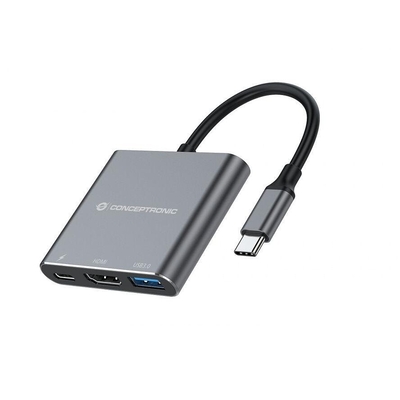 Product Docking Station Conceptronic USB-C ->HDMI,USB3.0,PD 0.25m(Grey) base image