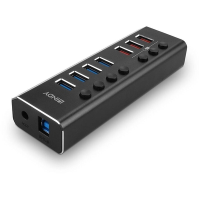 Product USB Hub Lindy 4 Port USB 3.0 with 3 fast charging ports base image