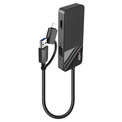 Product Docking Station Lindy USB 3.0 Typ A and C to HDMI & VGA(Black) base image