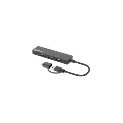 Product USB Hub Manhattan 4-Port USB 3.0 Typ-C / Typ-A Kombi-Black base image