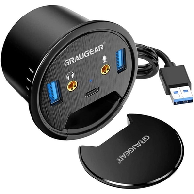 Product USB Hub GrauGear USB 3.0 Tisch with Audio and microphone connection base image