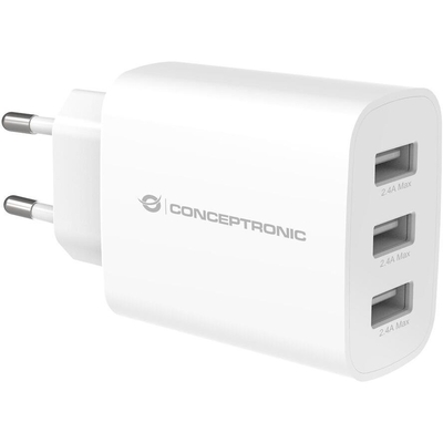 Product Φορτιστής Πρίζας Conceptronic 3Port 30W,USB-A White base image