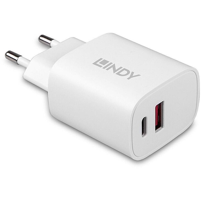 Product Φορτιστής Πρίζας Lindy USB Typ A & C 20W, White base image