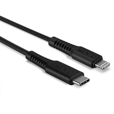 Product Καλώδιο USB Lindy 1m reinforced USB Type-C to Lightning(Black) base image