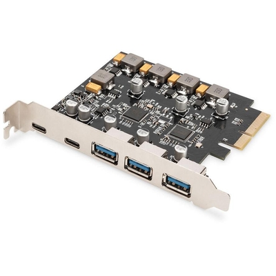 Product Κάρτα Δικτύου Digitus PCI USB 3.1 2x USB-C 3x USB-A base image