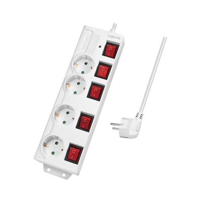 Product Πολύπριζο Logilink 4-fach,4xCEE 7/3,m. 5switch,white base image