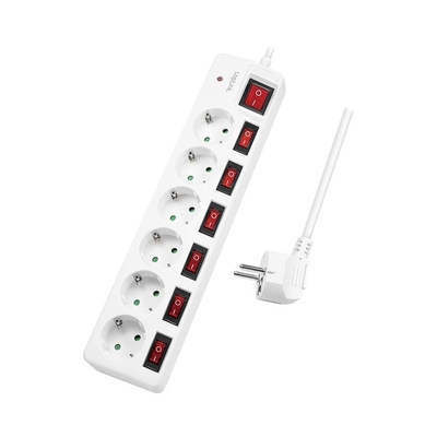 Product Πολύπριζο Logilink 6-fach,6xCEE 7/3,m. 7switches,white base image
