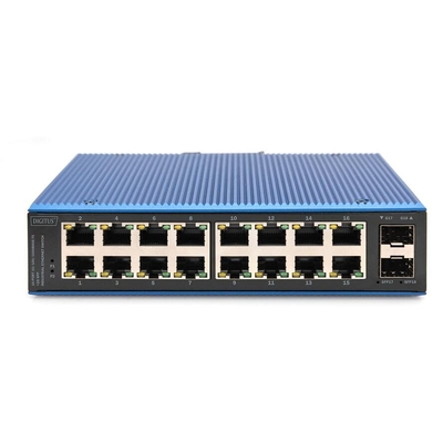 Product Network Switch Digitus Ind. 16-Port Gigabit Unmanaged blue base image