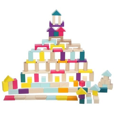 Product Τουβλάκια Jamara wooden toy Kidiwood building blocks 100 pieces colorful 1.5+ base image