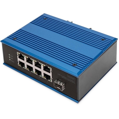 Product Network Switch Digitus Ind. 8-Port 10/100 PoE Unmanaged blue base image