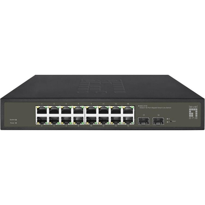 Product Network Switch LevelOne 16x GE GES-2118 2xGSFP 19" Hilbert base image