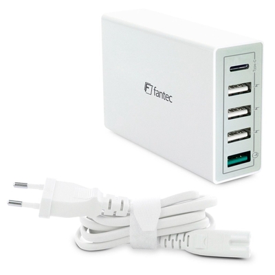 Product Φορτιστής Πρίζας Fantec QC3-A51 Quick 3.0 40W 5 Ports White base image