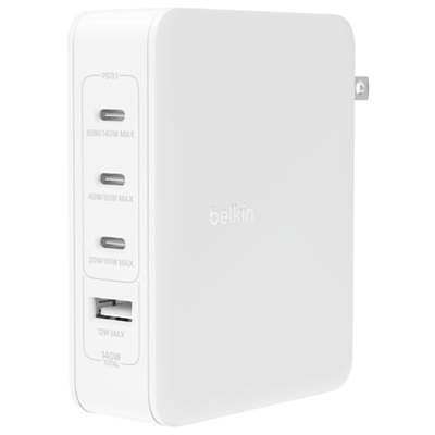 Product Φορτιστής Πρίζας Belkin 140W 4-Port GaN, 3xUSB-C 1xUSB-A WCH014btWH base image