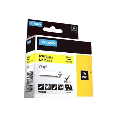 Product Ταινία Ετικετογράφου Dymo RhinoPRO Vinyl permanenter adhesive Black Yellow (18432) base image