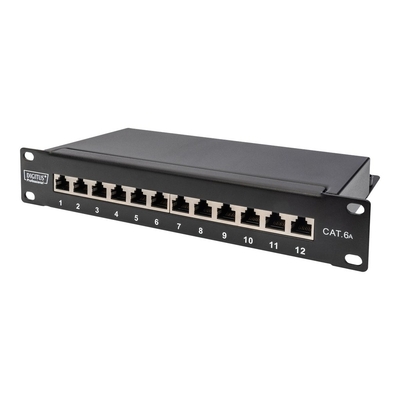 Product Patch Panel Digitus Cat.6A, shielded, 12-Port, 10",Black base image