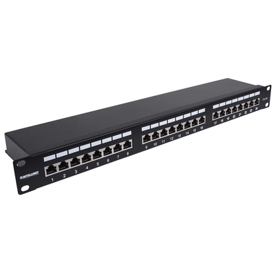 Product Patch Panel Intellinet 24-Port Cat6a FTP 1HE Black base image