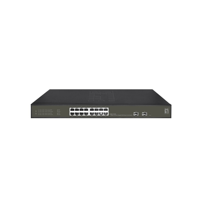Product Network Switch LevelOne 16x GE GES-2118P 2xGSFP 19" 230W 16xPoE+ base image