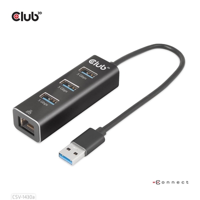 Product USB Hub Club 3D USB 3.2 Typ A > 3x USB 3.2 Typ A/LAN base image