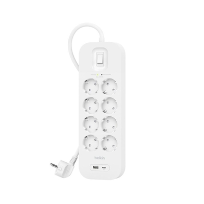 Product Πολύπριζο Ασφαλείας Belkin Surge Socket 8-fold, USB-A+C, 900J.SRB003VF2M base image