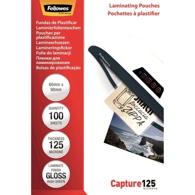 Product Ζελατίνες Πλαστικοποίησης Fellowes Glossy 125 Micron Card - 60x90 mm base image