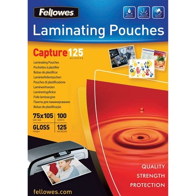 Product Ζελατίνες Πλαστικοποίησης Fellowes Glossy 125 Micron Card 75x105 mm base image
