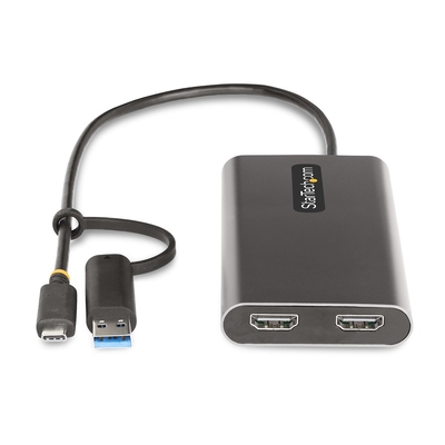 Product Αντάπτορας USB StarTech USB-C to Dual-HDMI or A to 4K 60Hz, 100W PD Pass-Through, 1ft (30cm) base image
