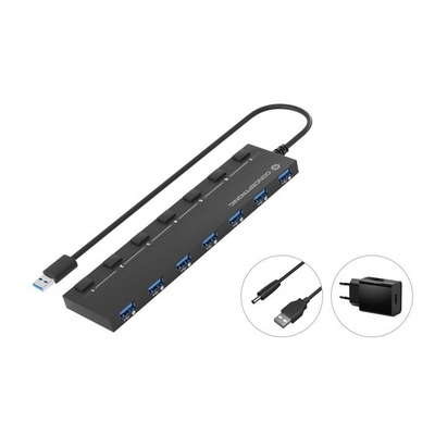 Product USB-Hub Conceptronic 7-Port 3.0 ->7x3.0 with power supply sw base image