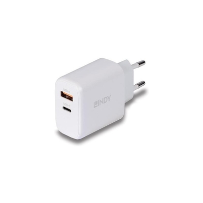 Product Φορτιστής Πρίζας Lindy USB Typ A+C GaN Charger 65W, White base image