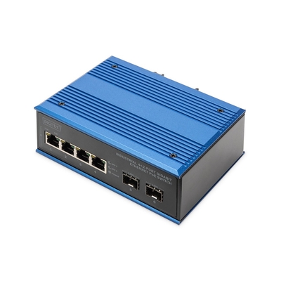Product Network Switch Digitus 4+2-Port Gigabit Ethernet PoE SC 20 km base image